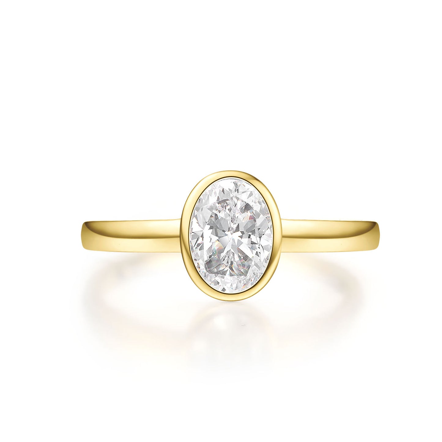 Baguette-set Solitaire Diamond9/10/14k Gold Inlaid Cultivated Diamond Ring0.9Small Carat Diamond18k Gold Ring Setting Simple Design