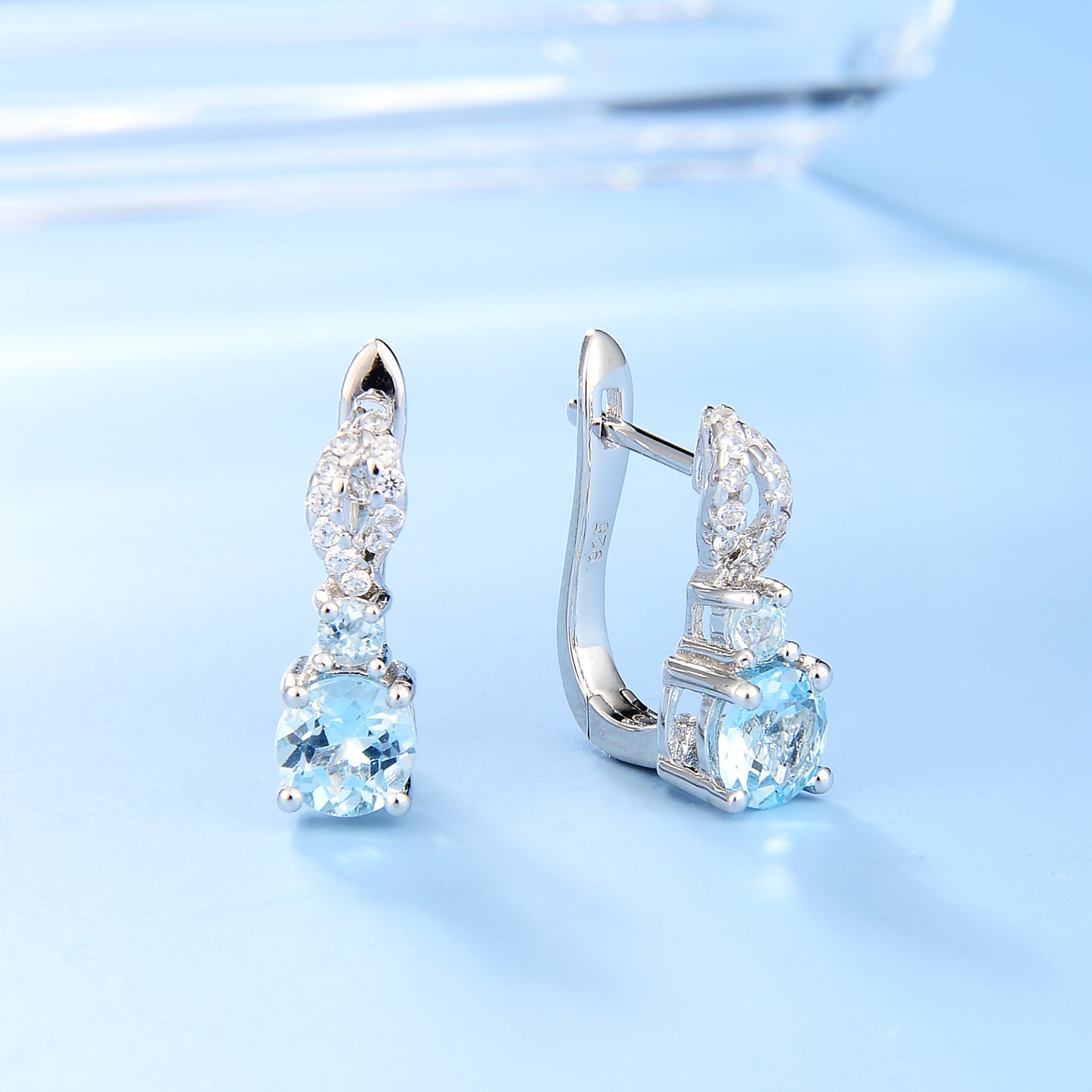 Factory Direct Supply Natural Stone Earrings Drop Earrings Vintage Inlaid Gemstone s925Silver Topaz Stone Earrings Studs
