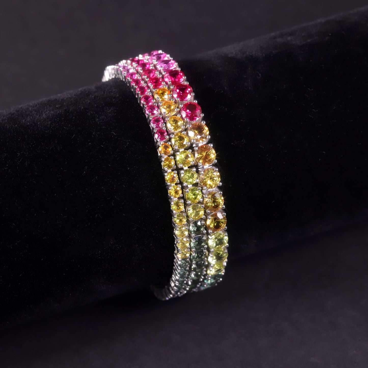 Fashion3/4/5mm Tennis Chain s925Sterling Silver Cultivated Sapphire Bracelet ins Rainbow Color Bracelet