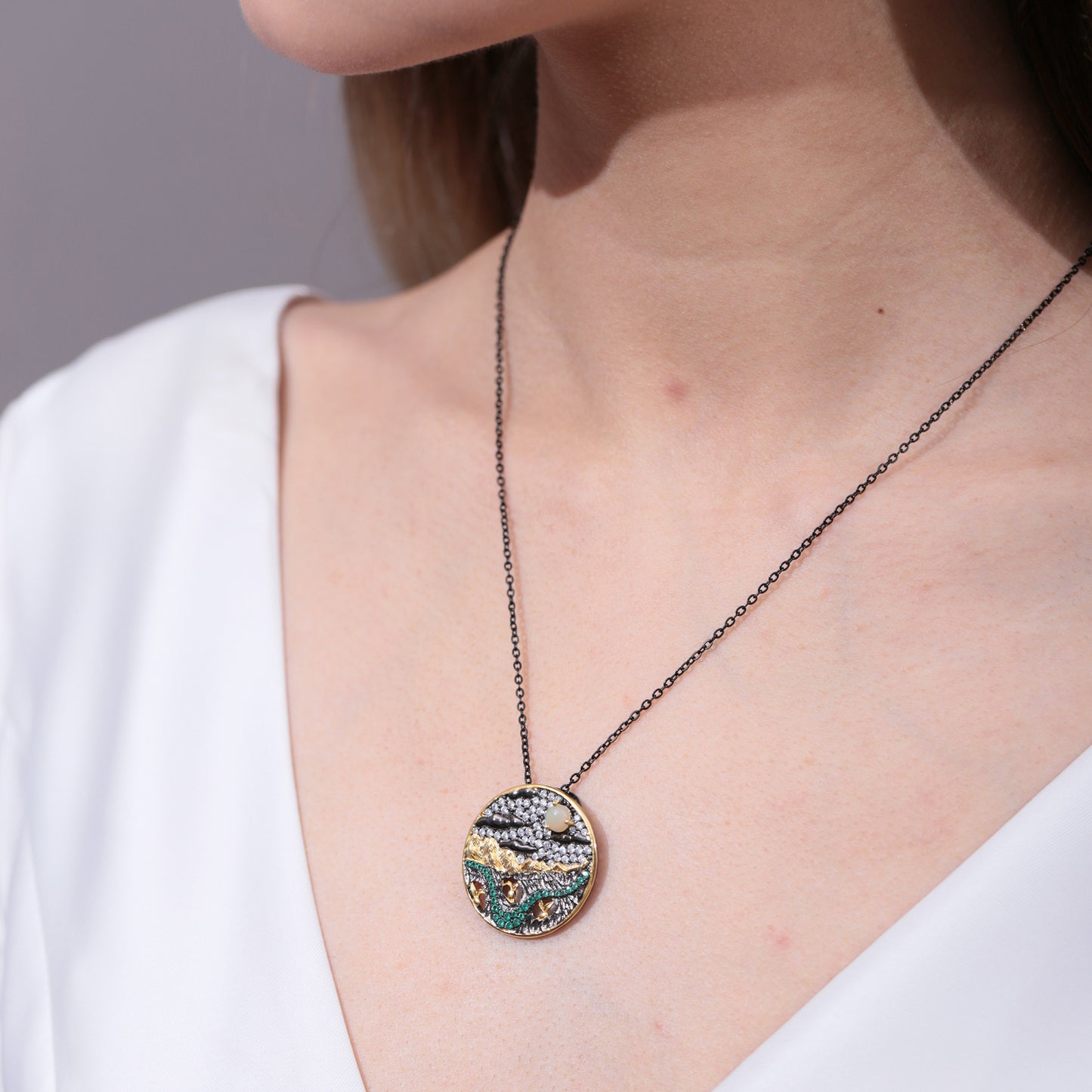 Jewelry Opal Topaz Pendant Necklace for Women Elegant High-end Accessories S925New Pure Silver Necklace
