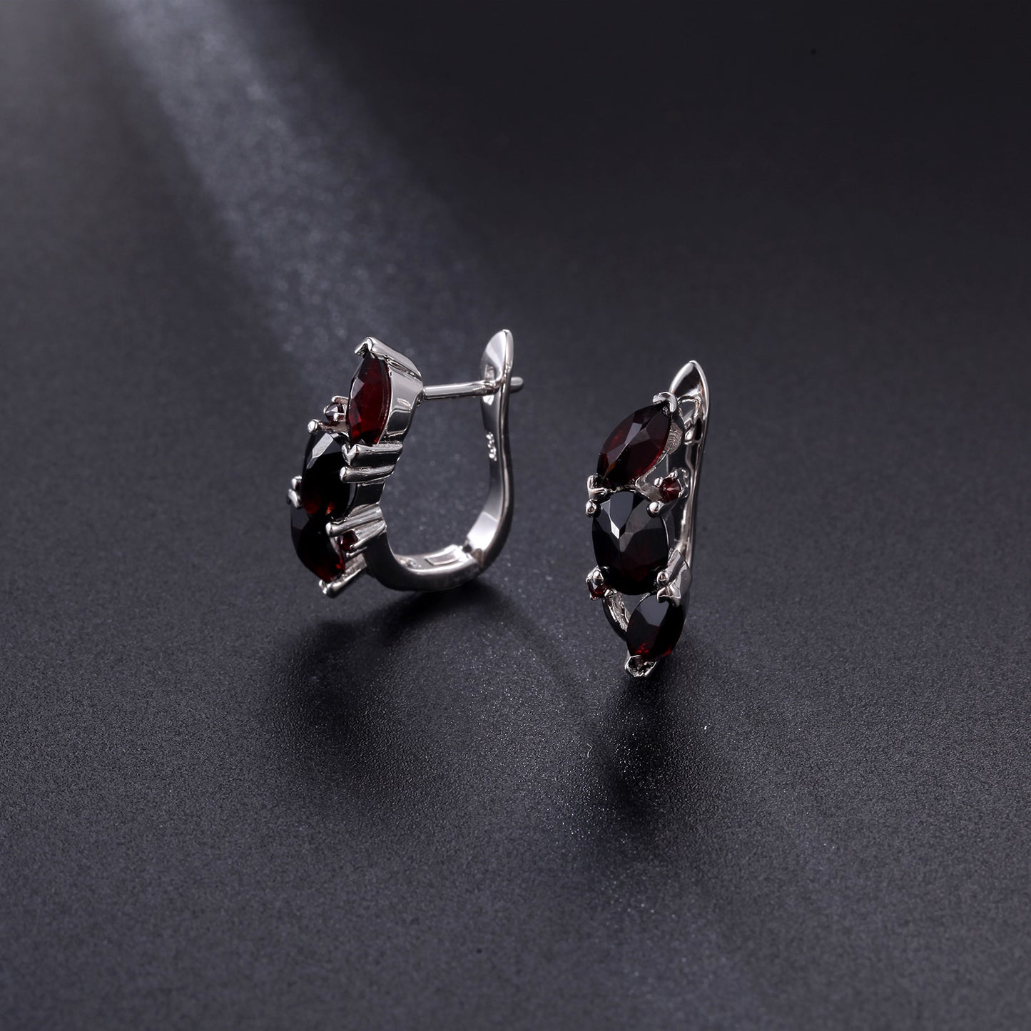 Niche Natural Topaz Earrings Multiple Gemstone Silver Ear Jewelry s925Sterling Silver Black Garnet Stud Earrings Early Spring Accessories