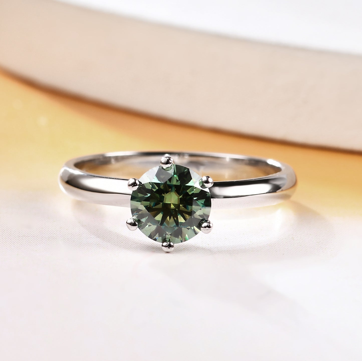 Green Moissanite1Carat Scarf Style Ring Set GRA Certificate Affordable luxury fashion s925Silver Gemstone Ring