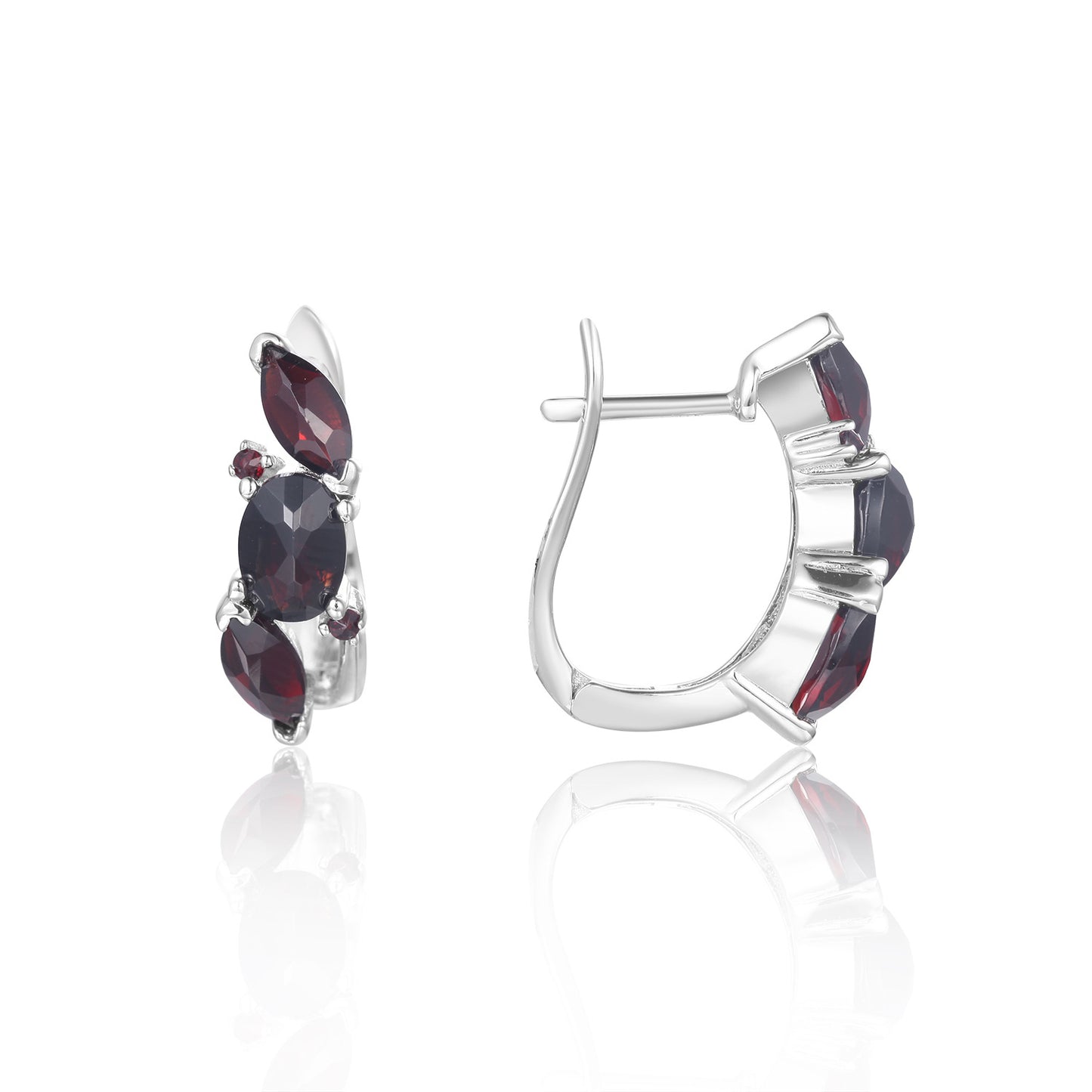 Niche Natural Topaz Earrings Multiple Gemstone Silver Ear Jewelry s925Sterling Silver Black Garnet Stud Earrings Early Spring Accessories