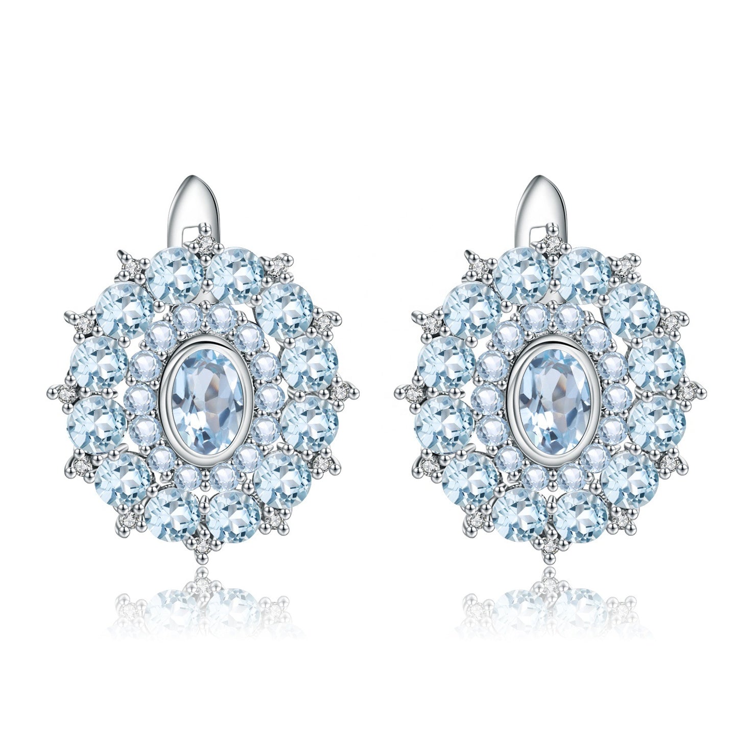 Luxurious Design Natural Sky Blue Topaz Earrings Gift s925Silver Natural Gemstone Earrings