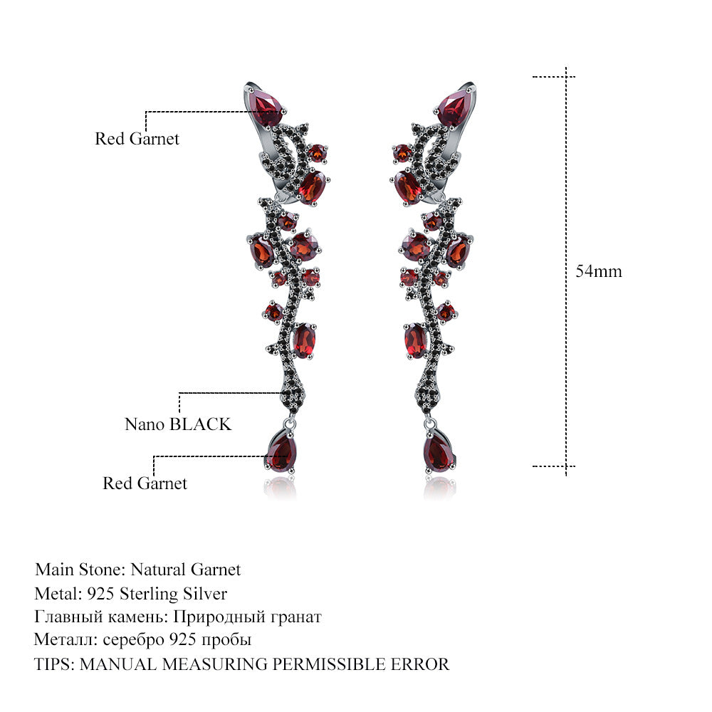 Italian Craft Designer Earrings High-end Jewelry s925Silver Inlaid Natural Garnet Earrings