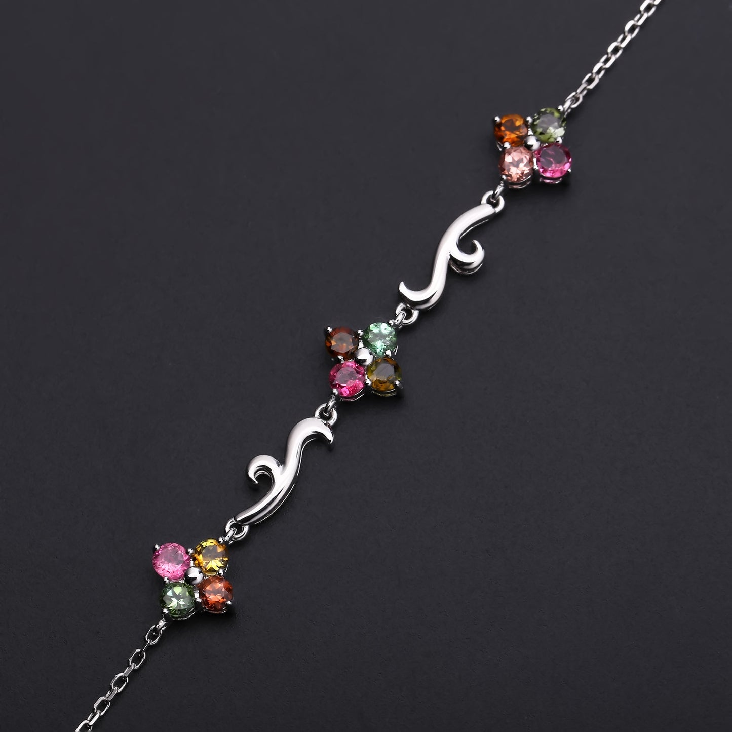 New Design Natural Tourmaline Bracelet for Women Creative Princess Temperament s925Silver Inlaid Natural Gemstone Bracelet