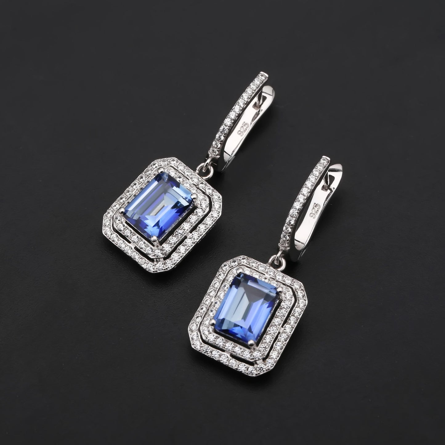 Luxury Fashion Colorful Gem Earrings High-Grade Personality s925Silver Coated Crystal Gemstone Earrings Earrings