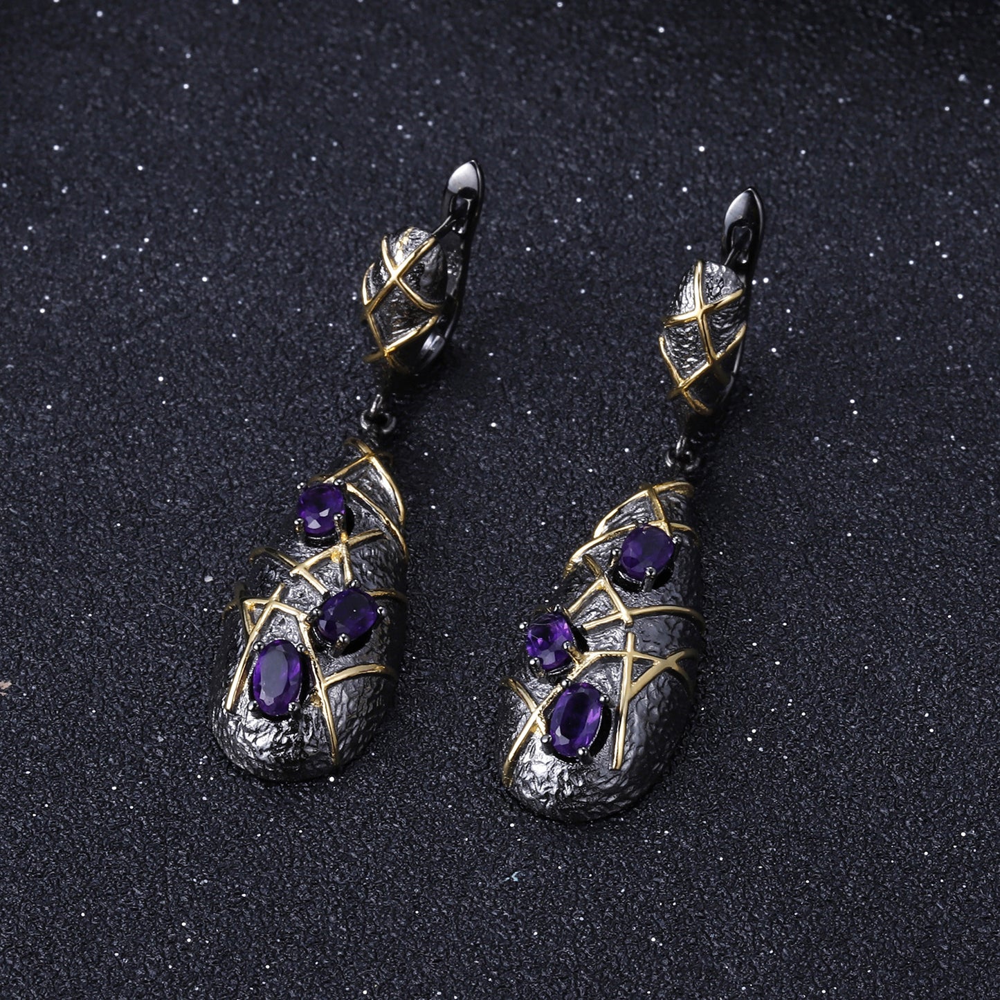 Italian Craft Designer Earrings Vintage Style with a Sense of Sophistication s925Silver Natural Amethyst Stud Earrings