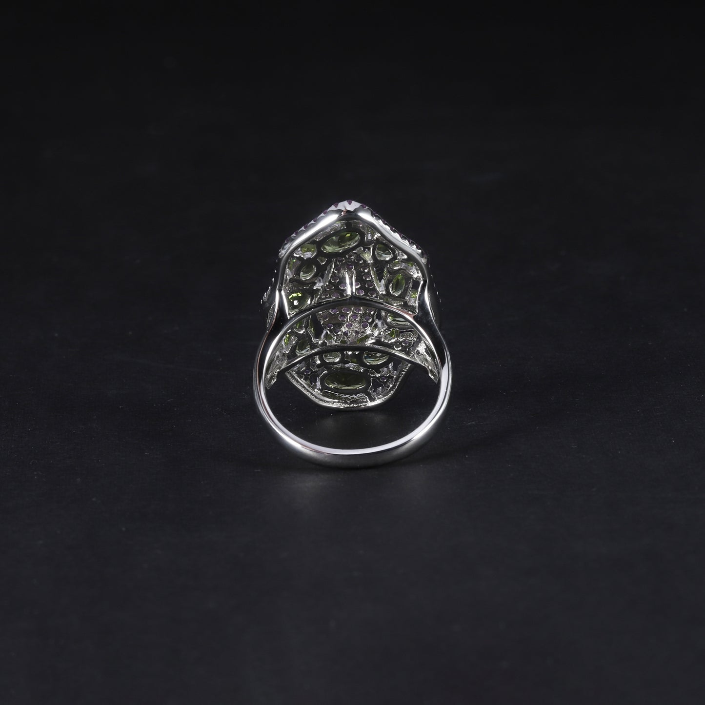 Vintage Jewelry Set s925Sterling Silver Inlaid Green Gemstone Earrings Ring Brooch Natural Peridot Ring