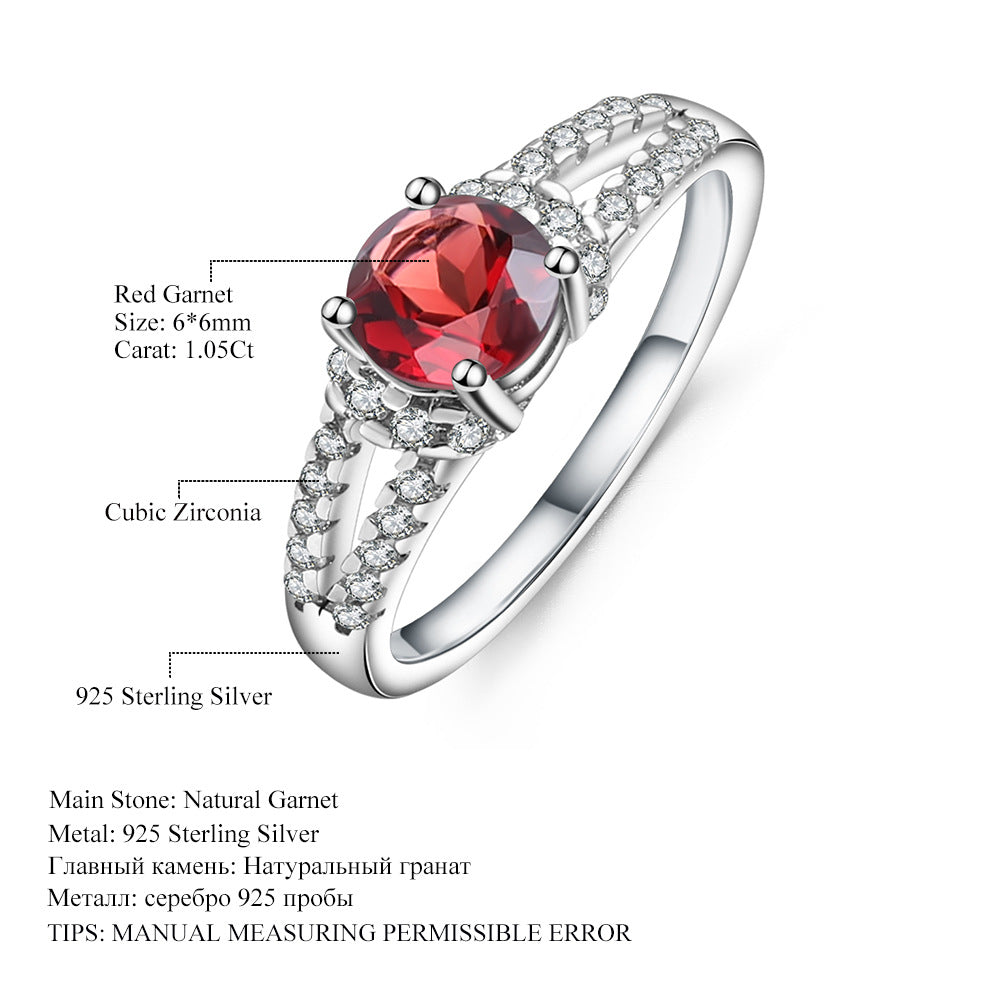 Fashionable Light Luxury Natural Topaz Sapphire Ring for Women Classic Simple s925Sterling Silver Inlaid Natural Gemstone Ring