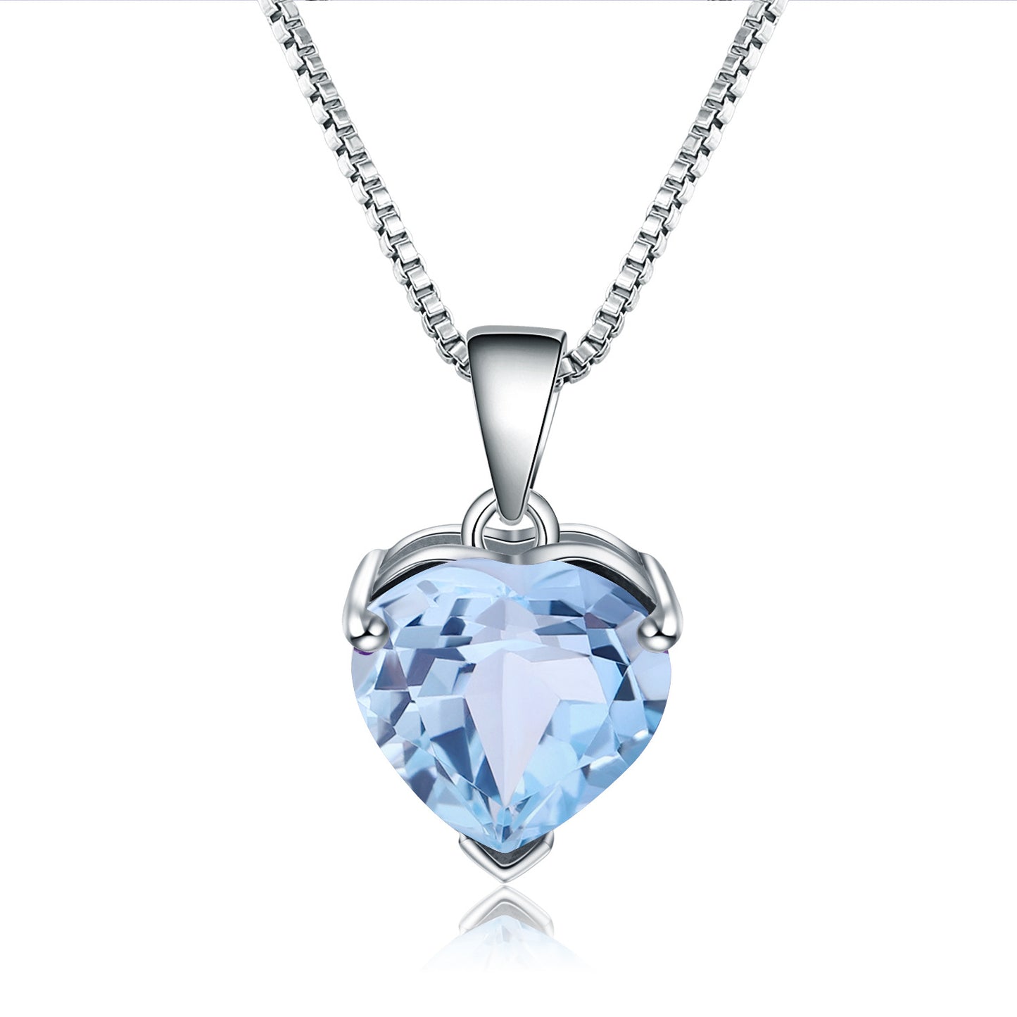 Factory Direct Supply Inlaid Topaz Necklace Heart-shaped design s925Sterling Silver Natural Gemstone Pendant Necklace