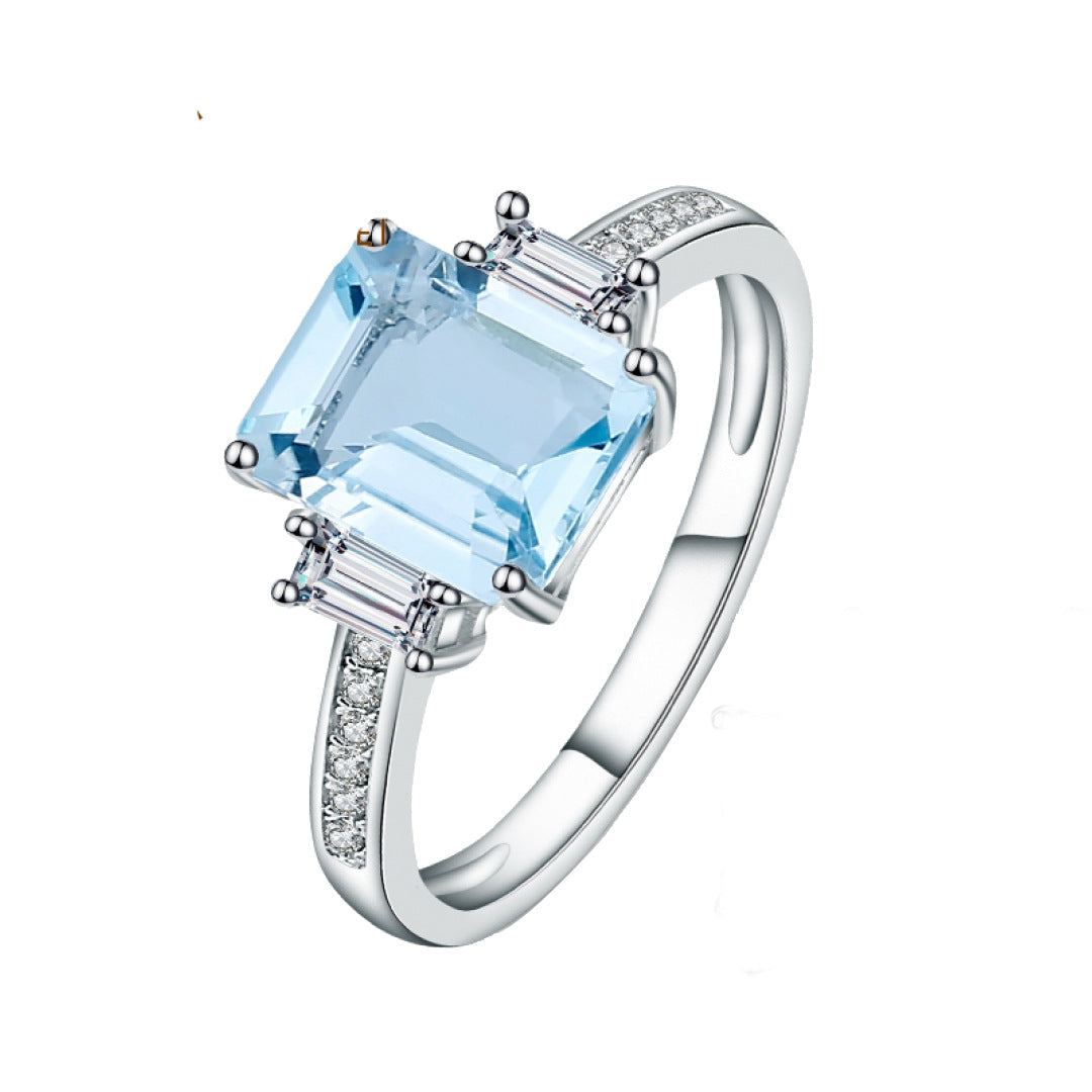 Classic casual Topaz Jewelry Set s925Sterling Silver Inlaid Gemstone Earrings Pendant ins Wind Ring
