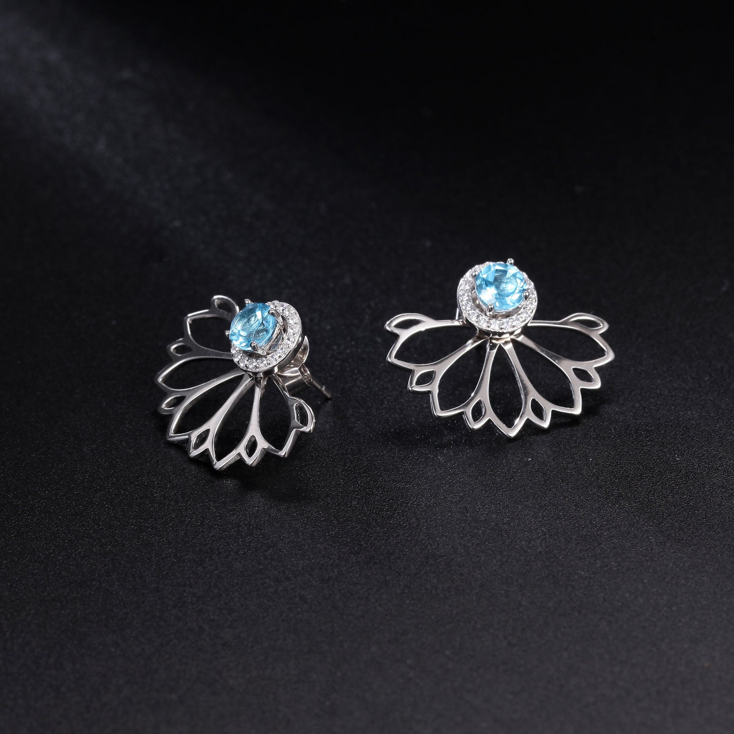 New Creative Design Natural Topaz Earrings French Romantic Style s925Silver Inlaid Natural Gemstone Earrings