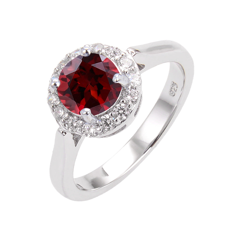 Factory Direct Supply Colorful Crystal Ring Vintage Natural Emerald s925Sterling Silver Inlaid Sapphire Ring