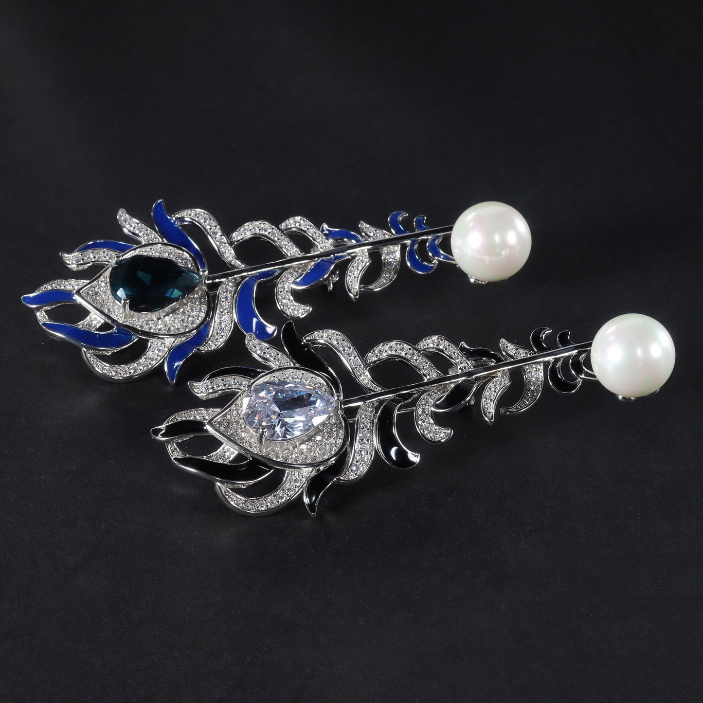 New Style Personality High-End Enamel Designer Brooch Vintage Luxury S925Sterling Silver Gemstone Shell Pearl Brooch