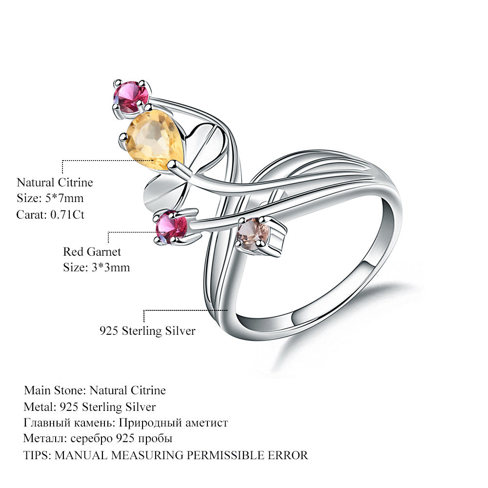Natural Amethyst s925Sterling Silver Ring Luxury Design Light Luxury Jewelry Accessories Natural Gemstone Ring