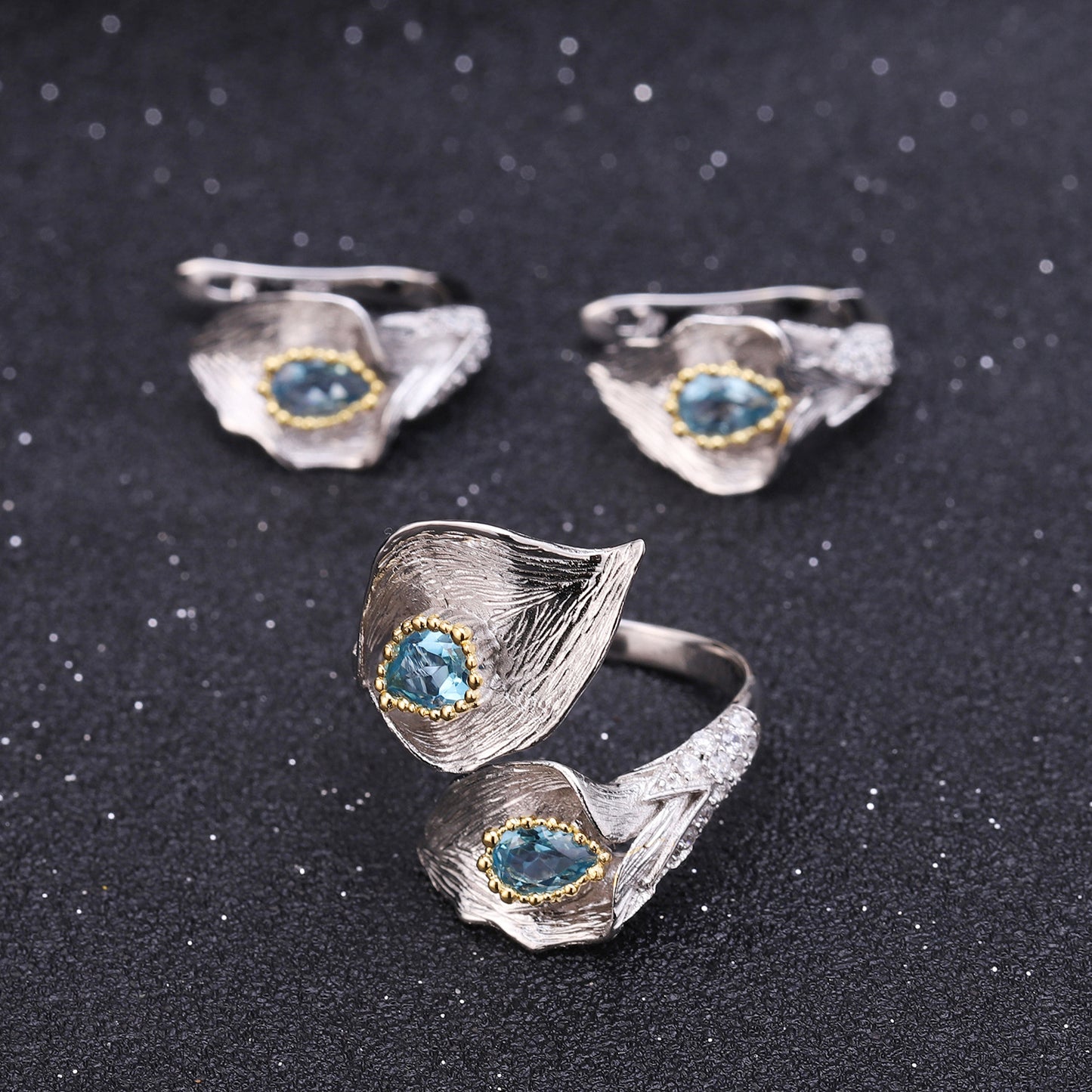 Italian Craft Jewelry Designer Model Adjustable Ring Retro Natural Style925Silver Natural Colored Gems Ring