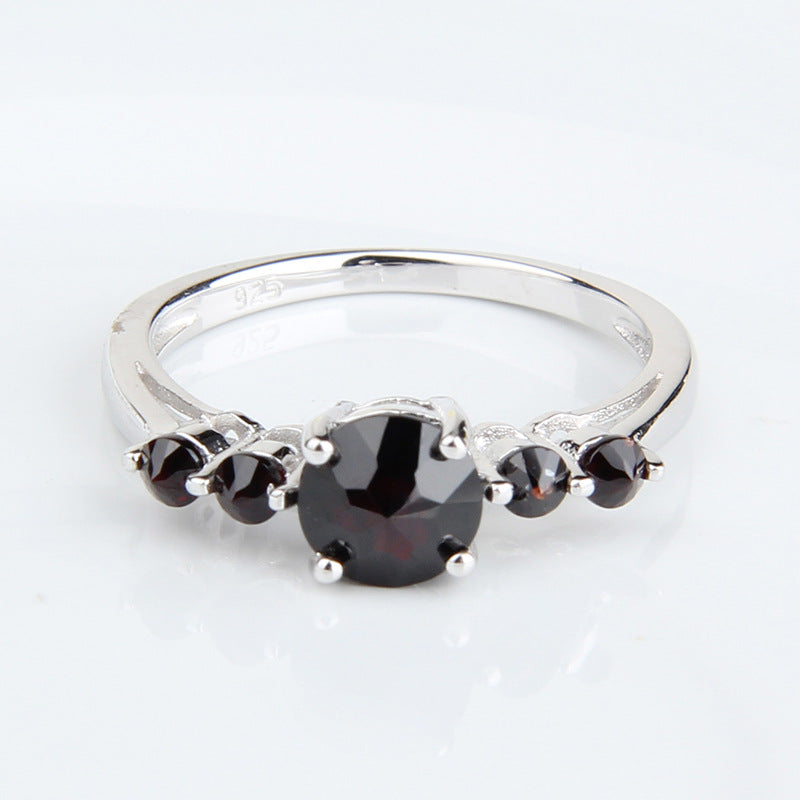 High-end Ring Natural Crystal Topaz Sapphire s925Sterling Silver Inlaid Ruby Ring for Men and Women