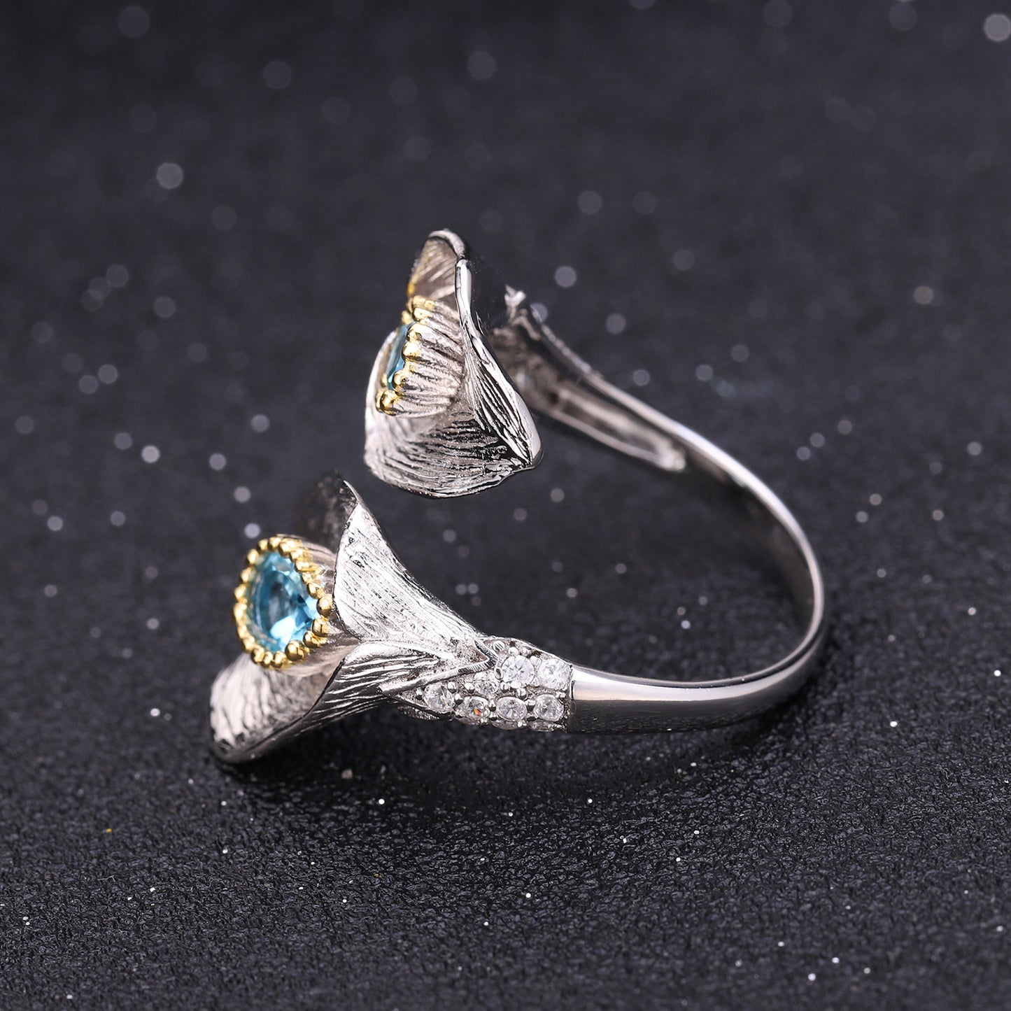 Italian Craft Jewelry Designer Model Adjustable Ring Retro Natural Style925Silver Natural Colored Gems Ring