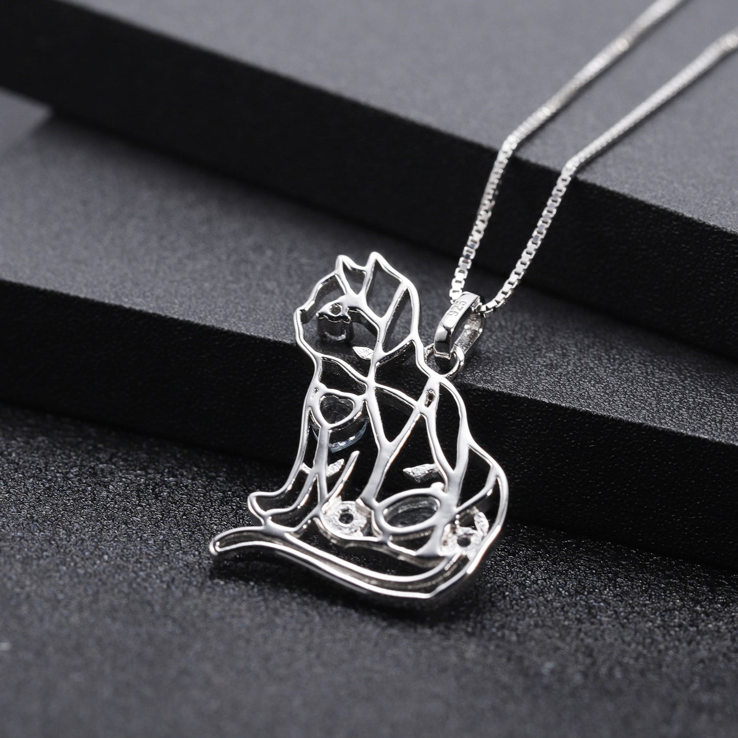 Designer Irregular Geometric Gemstone Pendant Unique Style925Silver Inlaid Natural Gemstone Necklace Pendant