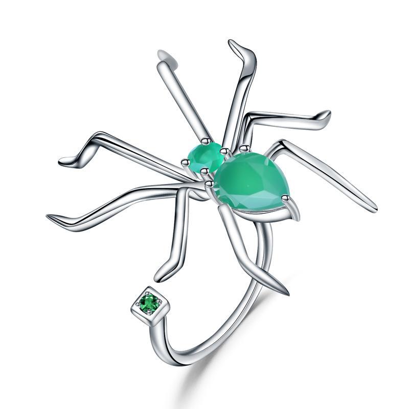 Insect Series Designer Natural Gemstone Ring Spider Design Precision Craftsmanship925Silver Natural Topaz Ring