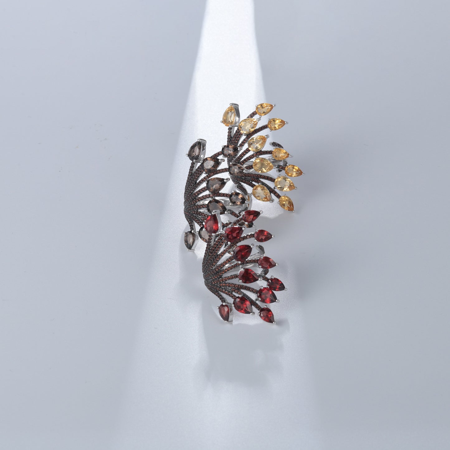 Designer Natural Garnet Ring Adjustable Opening Niche design925Silver Color Gemstone Ring