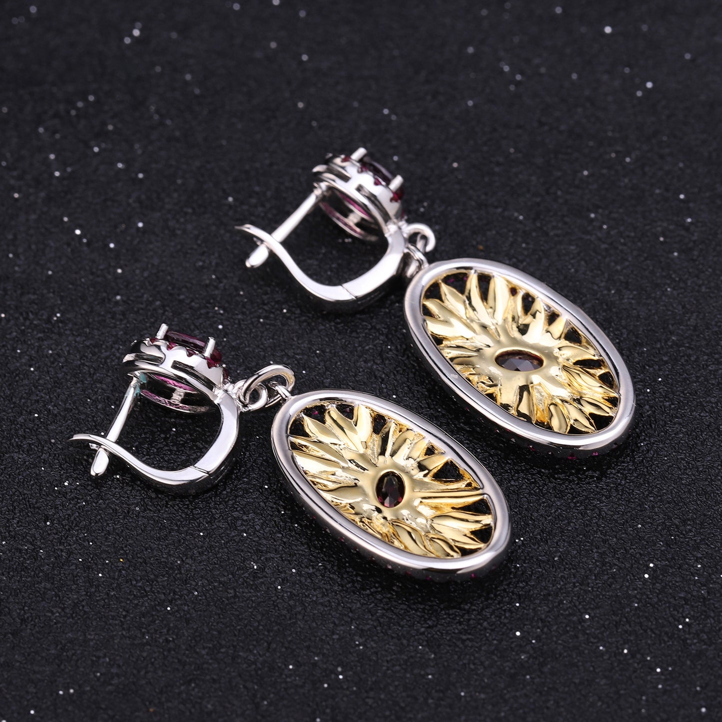 Italian Craft Jewelry Designer Earrings Natural Style Flowers s925Silver Natural Gemstone Earrings