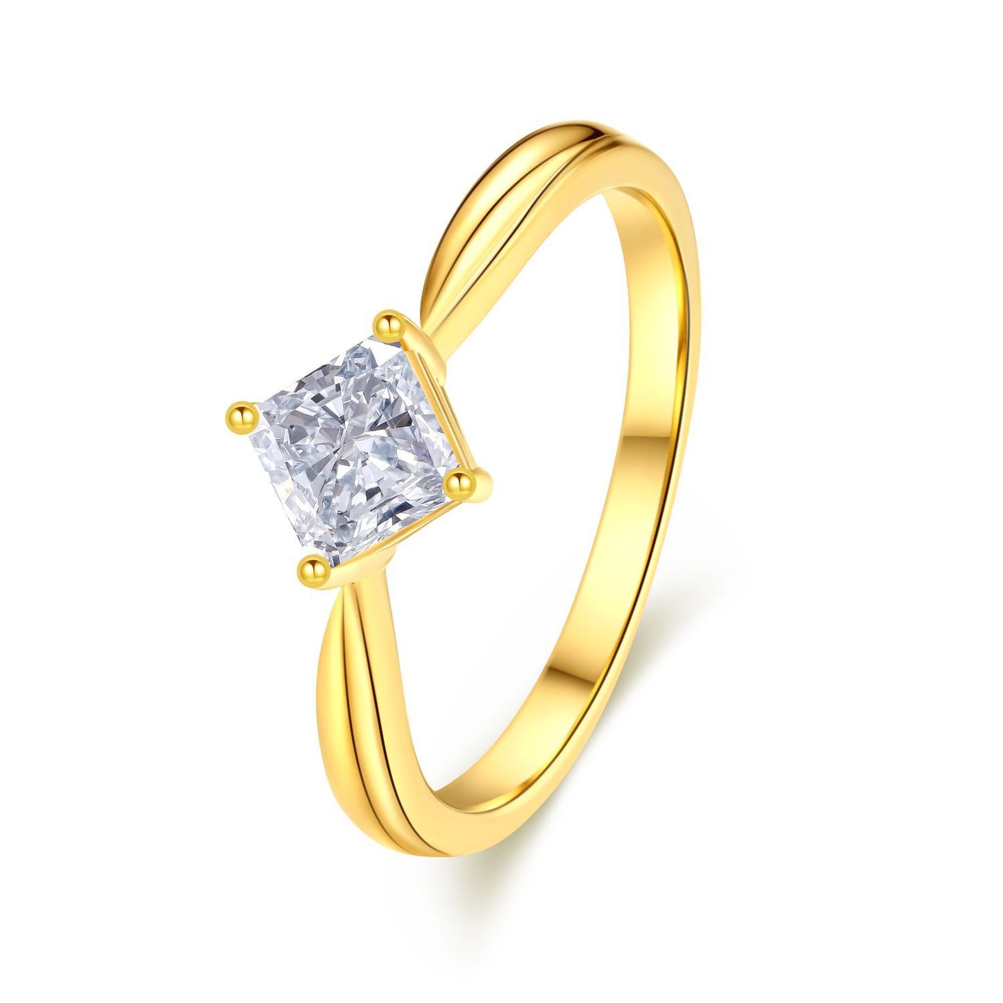 Simple18k Gold Diamond Ring Cultivated Diamond0.7Carat Wedding Ring Princess Cut Single Diamond k Gold Ring for Women, Light Luxury