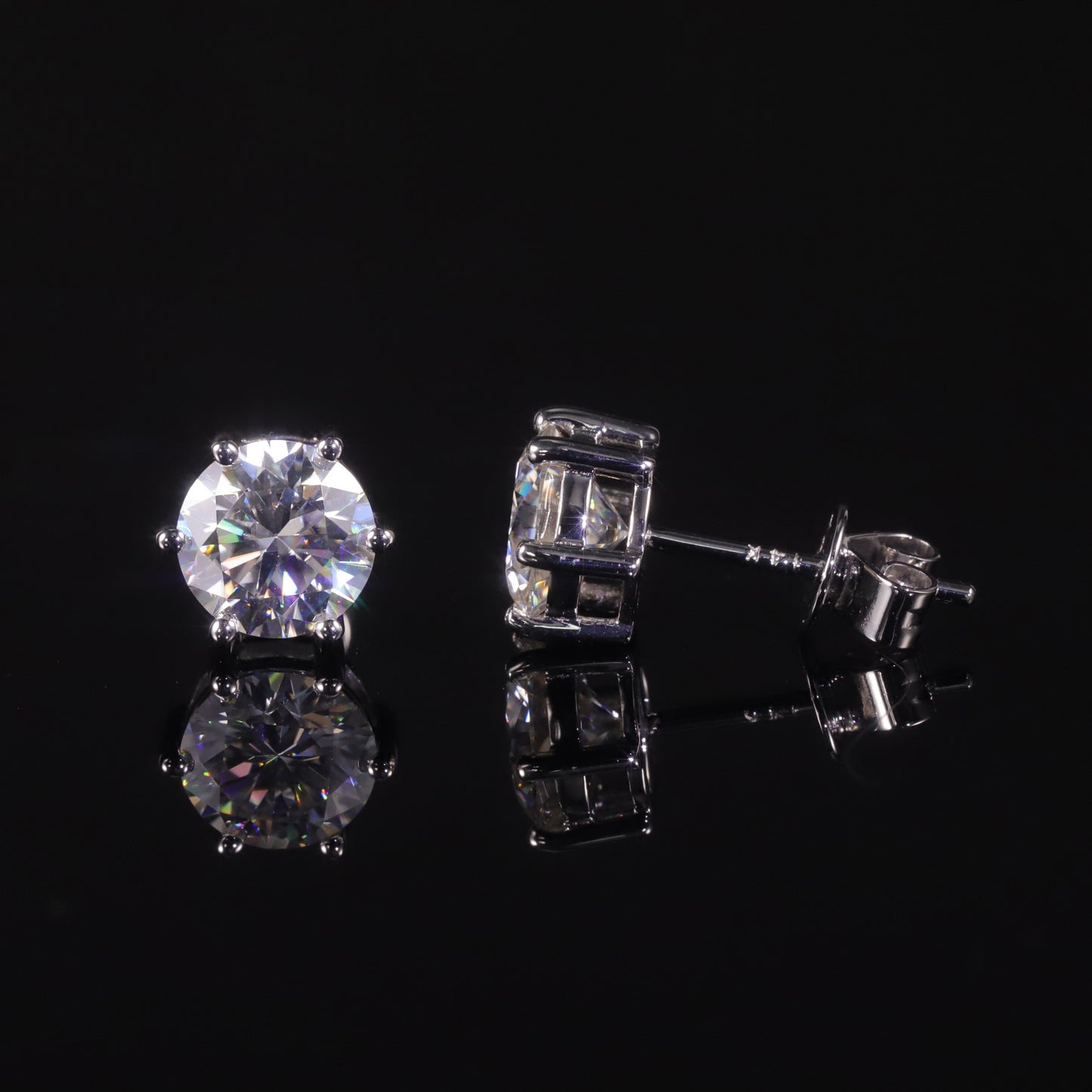 Fashion All-Matching0.5-2Carat Rainbow Moissanite Earrings Commuting S925Sterling Silver Colorful Moissanite Stud Earrings