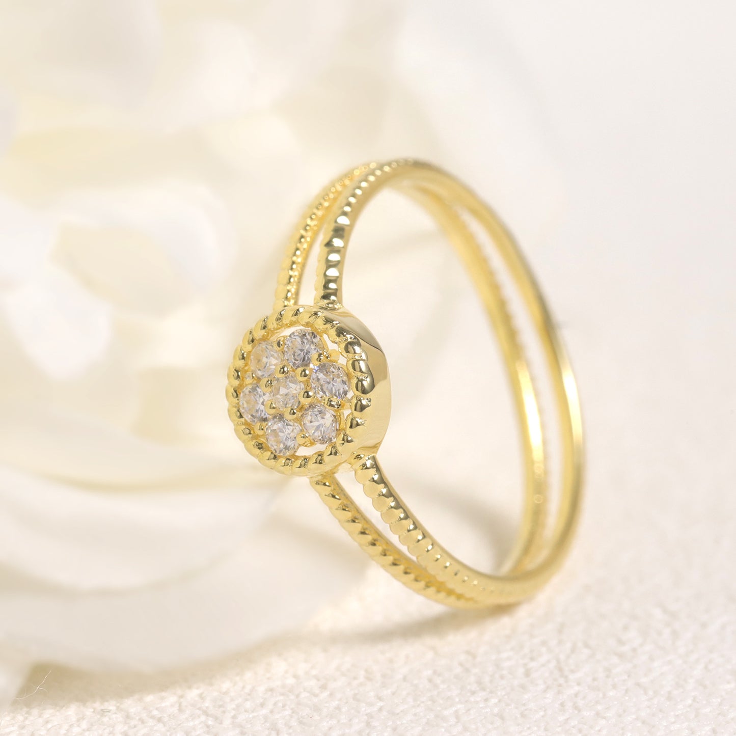 Double Ring Niche Unique Ring Golden Dawn Series s925Sterling Silver Moissanite Ring Knot Bracelet New Style