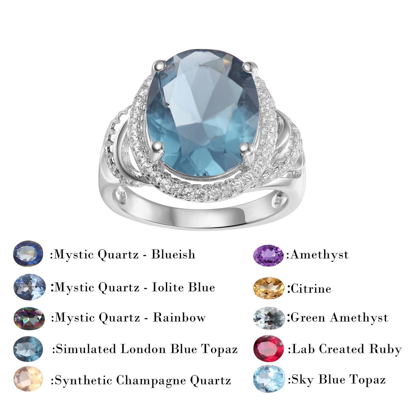 s925Sterling Silver Natural Topaz Ring Fashionable Luxurious High-end Inlay6Carat Colored Gemstone Ring