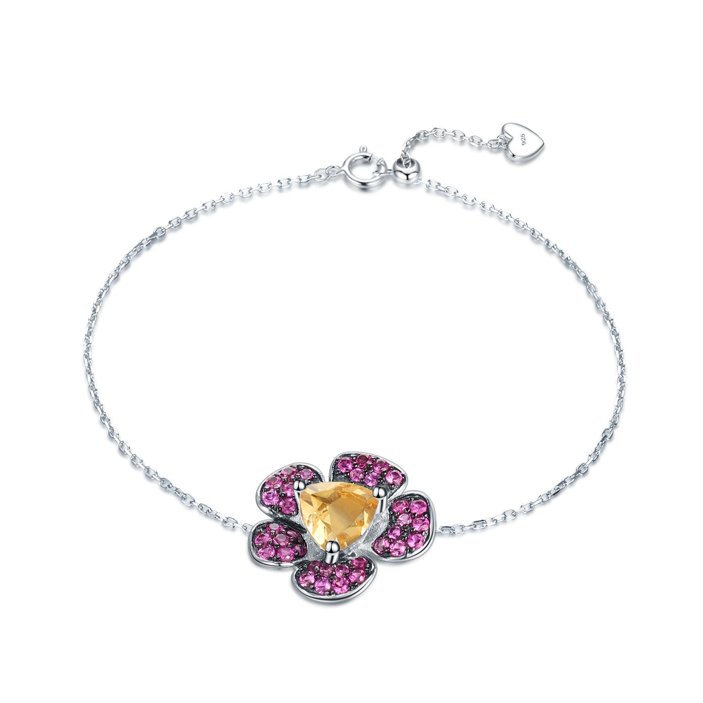 Designer Model Elegant and Personalized Gemstone Bracelet Natural Style Floral High-End Feel925Silver Natural Amethyst Bracelet