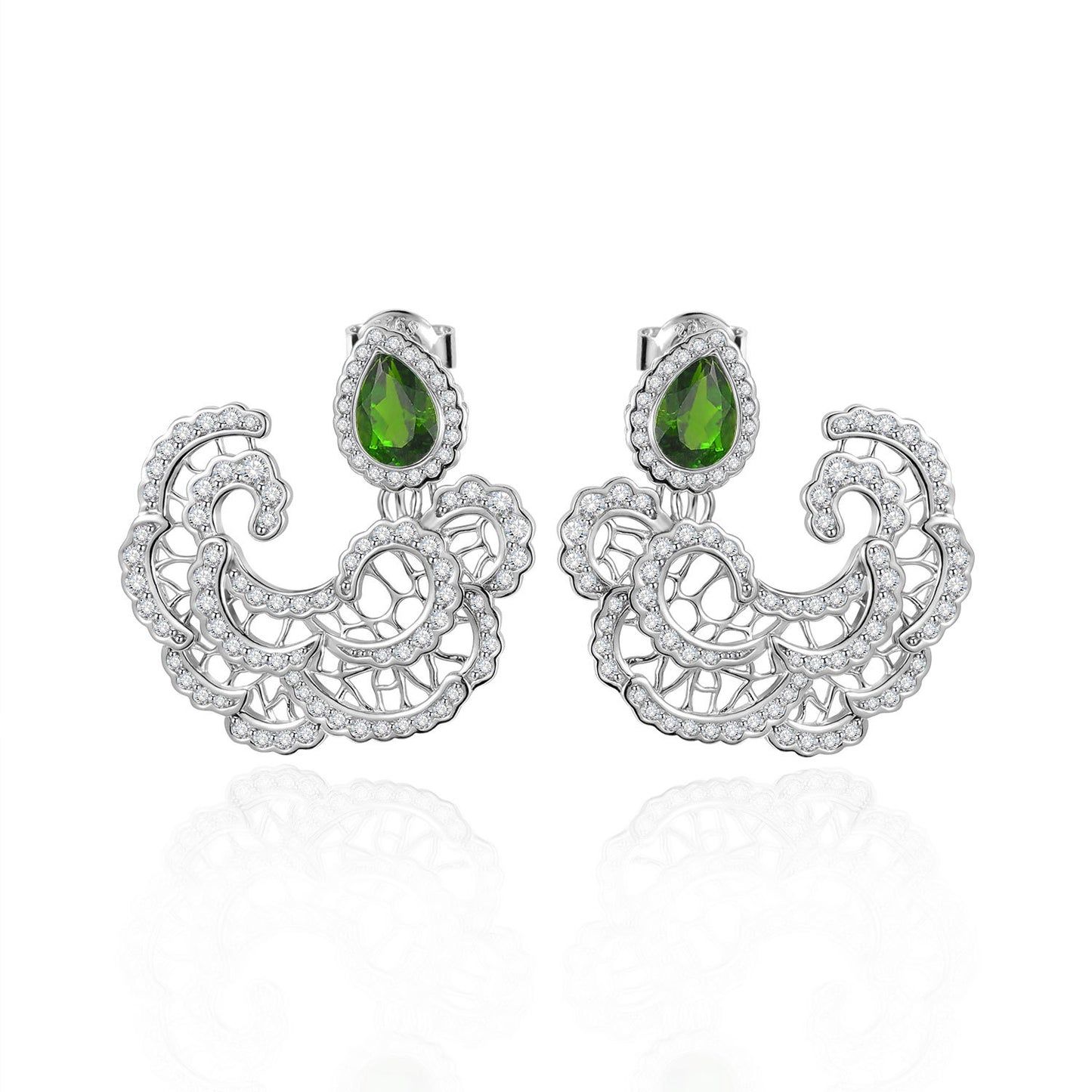 Natural Cloud Topaz Earrings s925Sterling Silver Amethyst Diopside Cloud Pattern National Style Gemstone Earrings