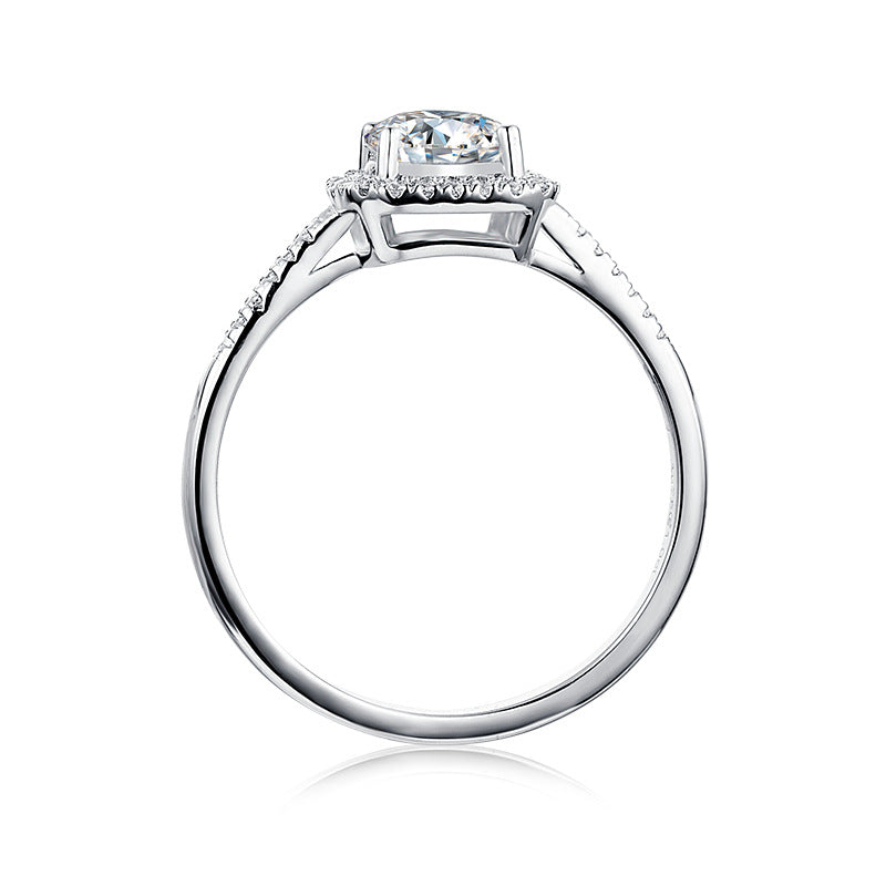 Light luxury elegant temperament1Carat Moissanite Ring Full Body9/10/14/18k White Gold Rose Gold Yellow Gold Ring