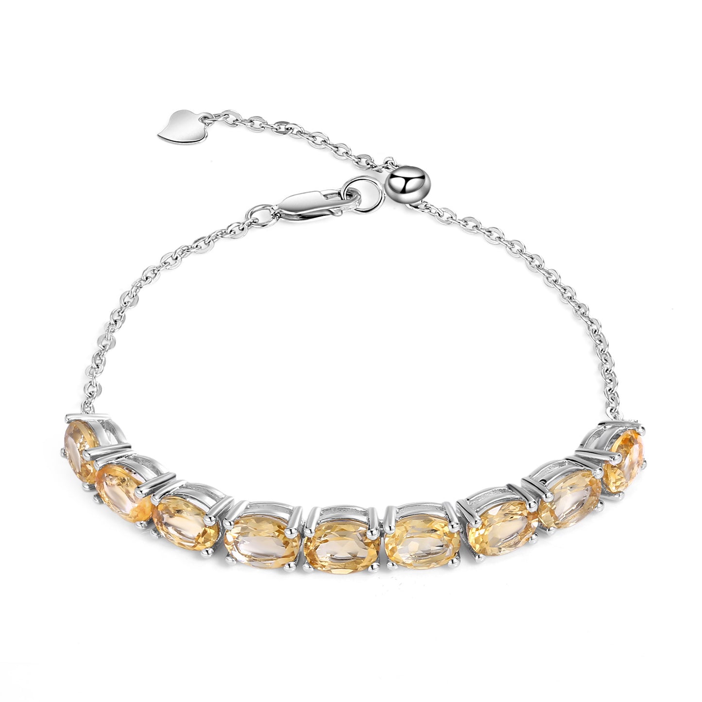 Luxurious Fashion Natural Yellow Crystal Bracelet for Women Temperament Matching s925Silver Inlaid Gemstone Natural Colorful Gem Bracelet