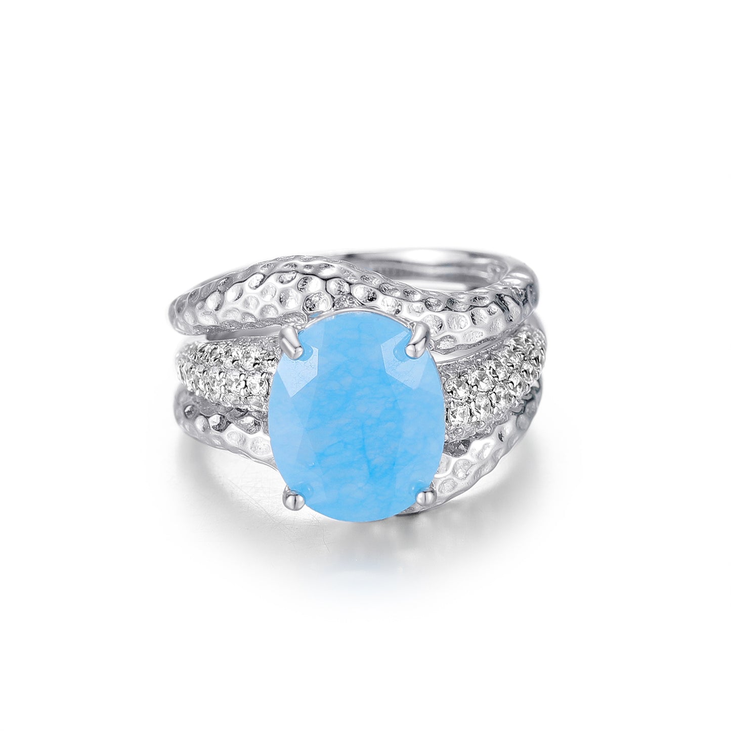 Freshwater Pearl Red Agate Sea Blue Chalcedony Crystal Ring s925Sterling Silver High-End Design Gemstone Ring for Men and Women