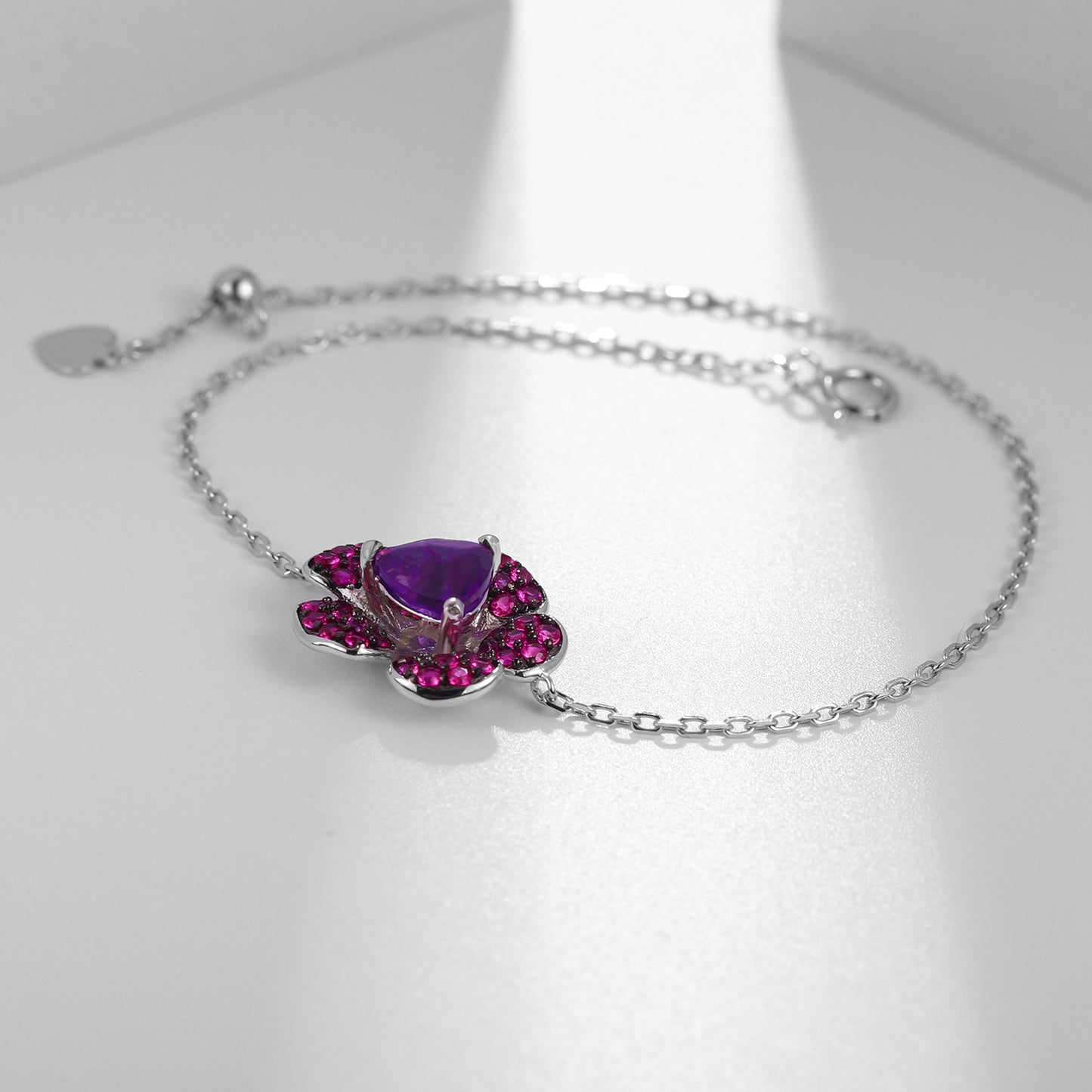 Designer Model Elegant and Personalized Gemstone Bracelet Natural Style Floral High-End Feel925Silver Natural Amethyst Bracelet