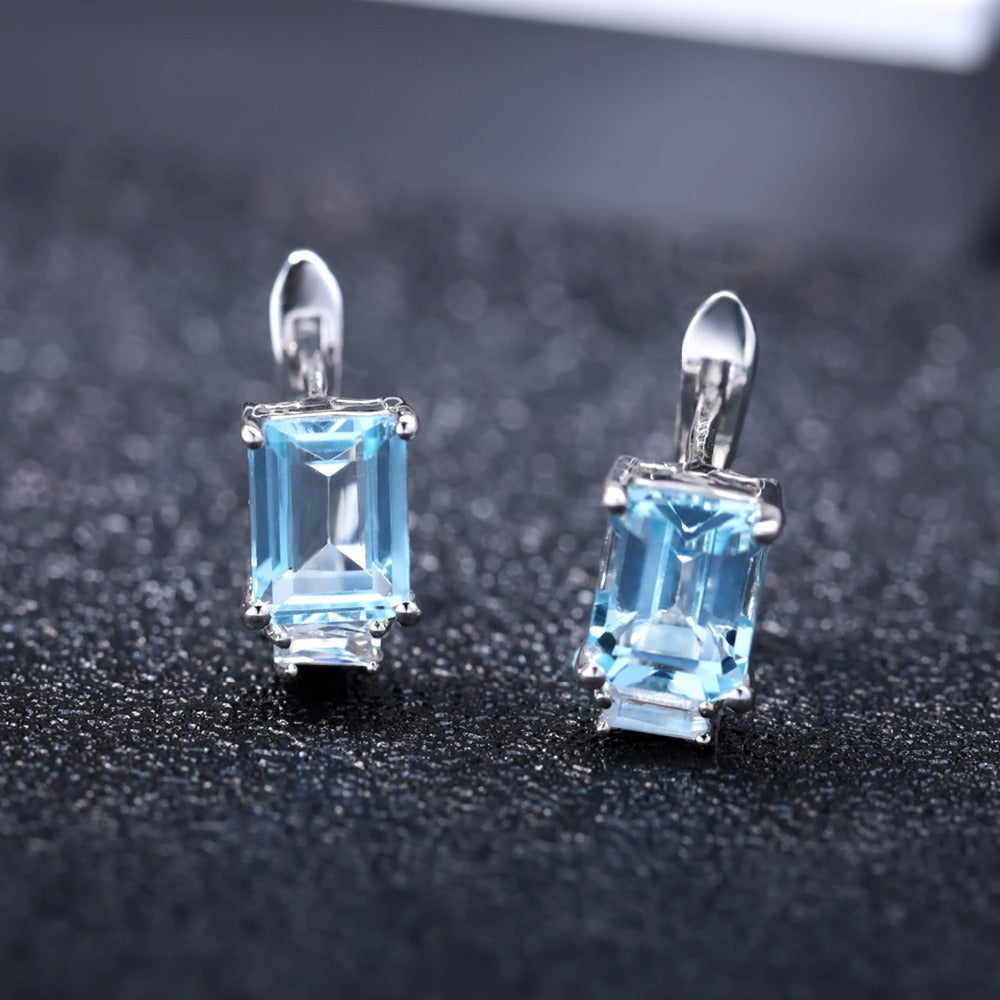 Affordable Luxury Fashion Simple and Natural Topaz Stud Earrings Temperament s925Silver Inlaid Natural Gemstone Earrings Earrings