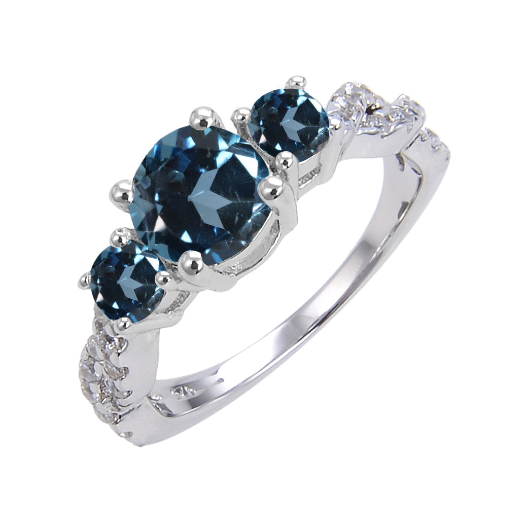 Natural crystal ring s925Sterling Silver Sapphire Ring Colorful Gemstone Ring