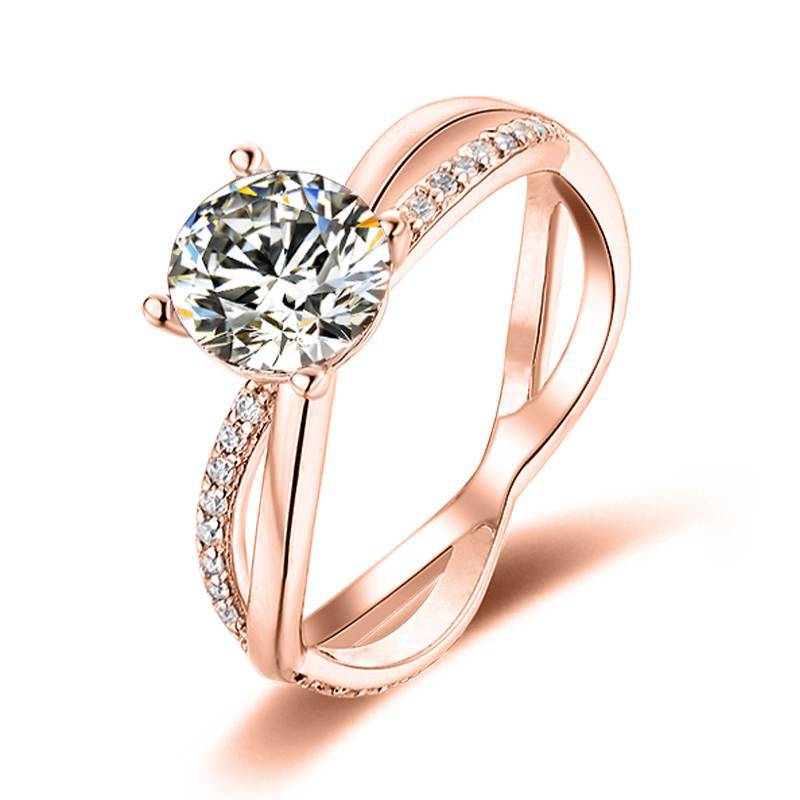 Unique Design of Double Arms1Carat Moissanite Ring9/10/14/18k Gold Rose Gold Yellow Gold Ring for Men and Women