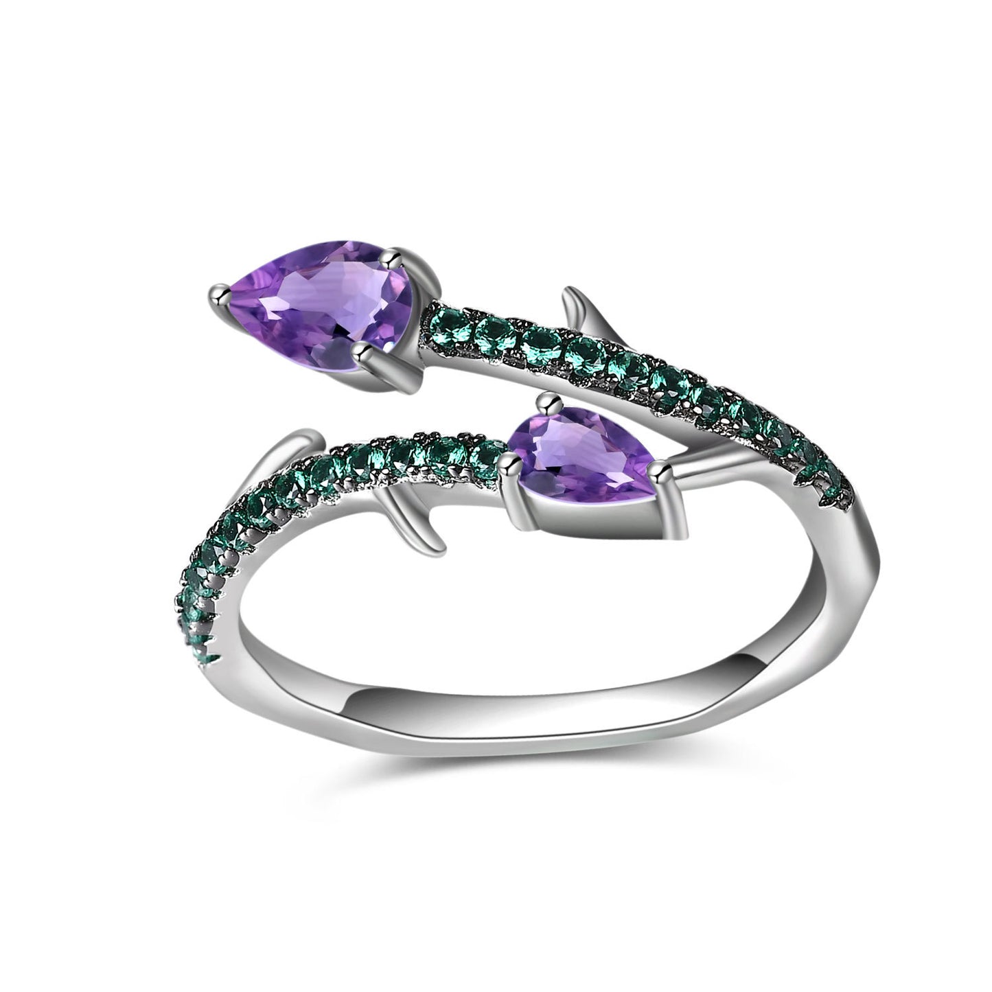 Thorn Bud Designer Gemstone Ring Adjustable s925Silver Inlaid Natural Gemstone Topaz Ring