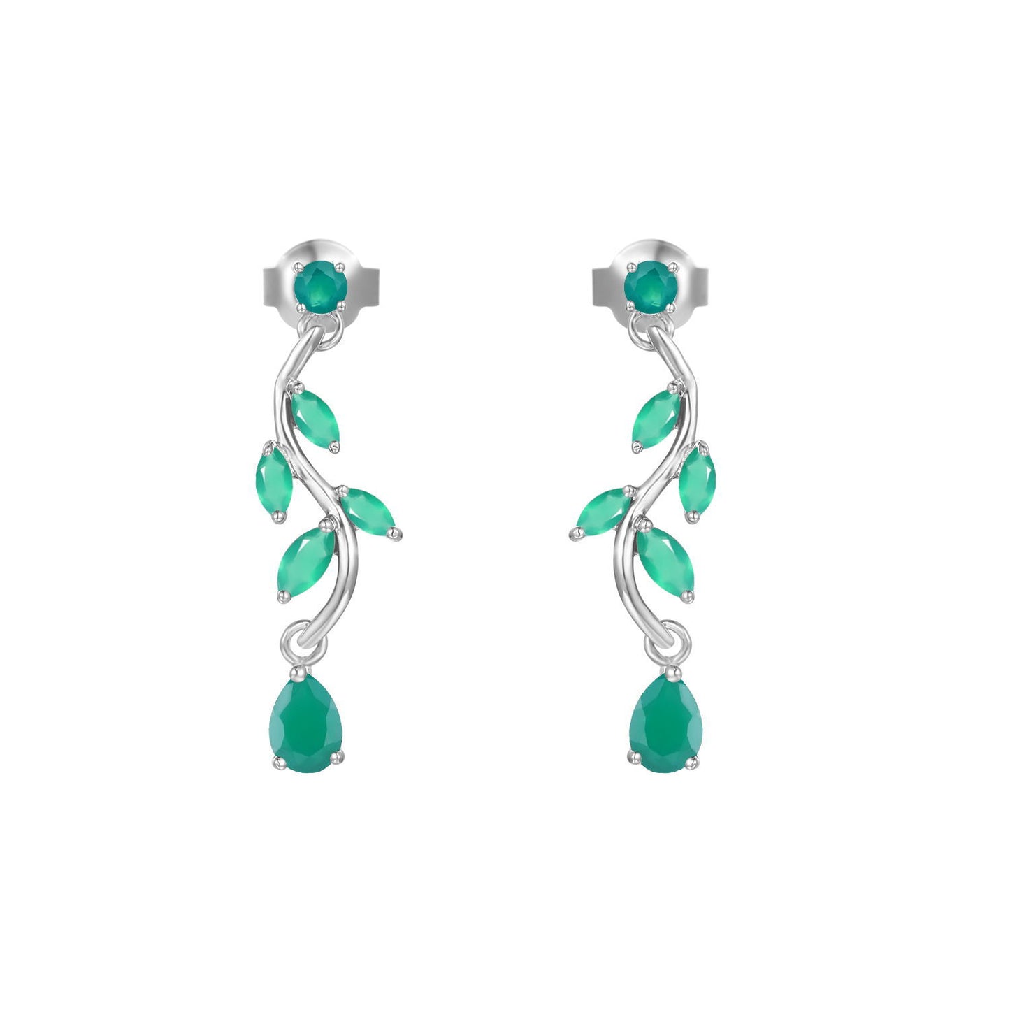 Leaf Earrings Niche Design Natural Gemstone Topaz Earrings s925Sterling Silver Inlaid Garnet Earrings