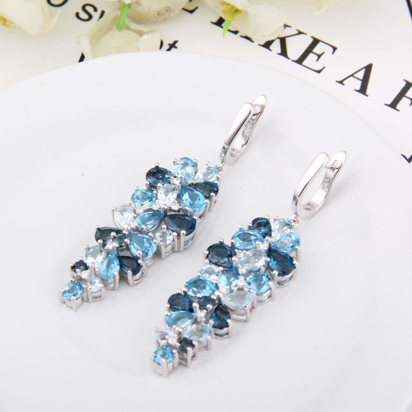 Natural Topaz Ear Stud Earring Advanced Design Jewelry Accessories s925Silver Inlaid Natural Colored Gems Eardrops