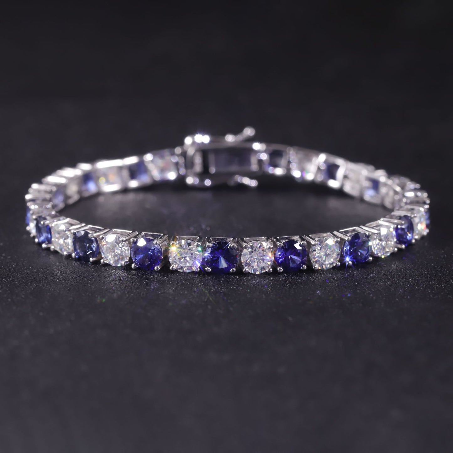 Classy Jewelry Bracelet3/4/5mm Tennis Chain s925Sterling Silver Inlaid Cultivated Sapphire Moissanite Bracelet New Style