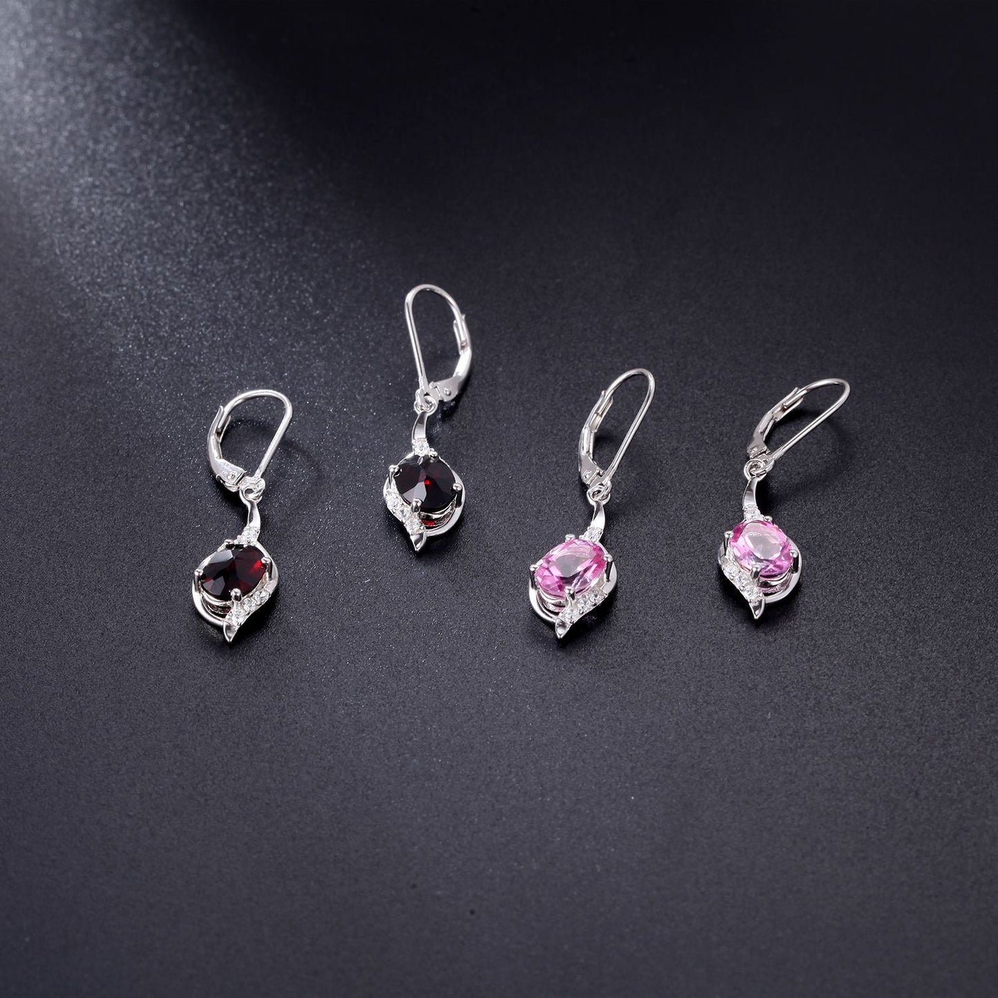 Factory Direct Supply Natural Stone Earrings Drop Earrings Vintage Style Inlaid with Garnet s925Silver Earrings Studs