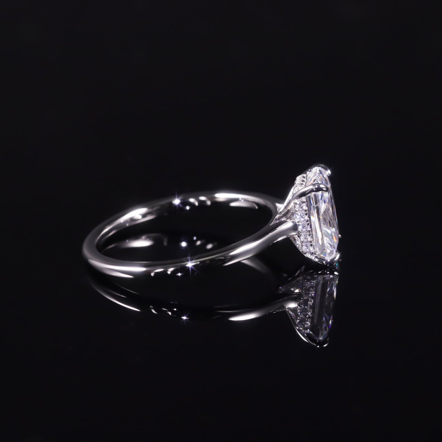 Commute style2Carat Large Main Stone Ring Cushion Shape s925Sterling Silver Moissanite Ring for Women