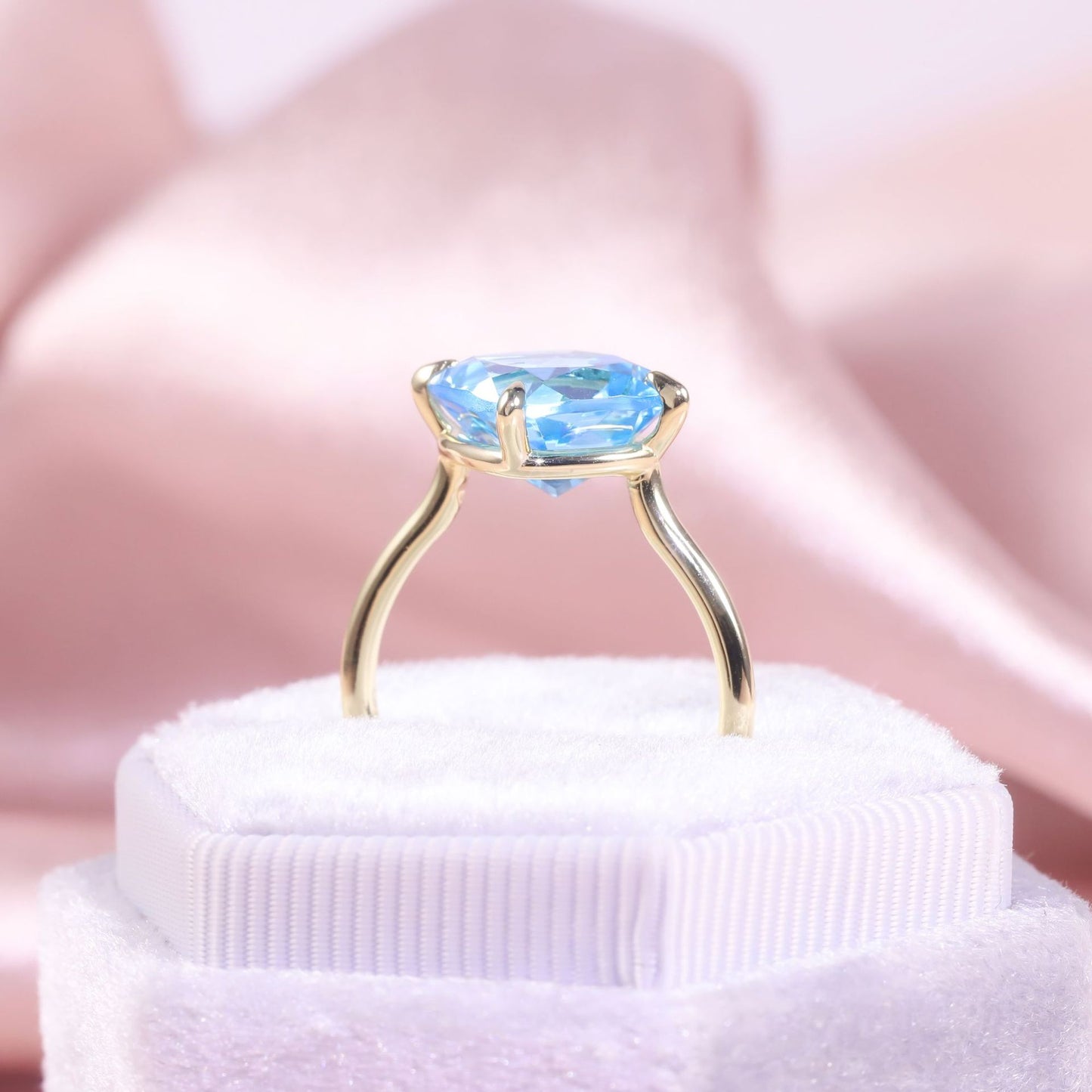 Casual Style s925Sterling Silver Ring Inlaid with Natural Topaz and Citrine Sugar Cube Ring4Carat Gemstone Ring