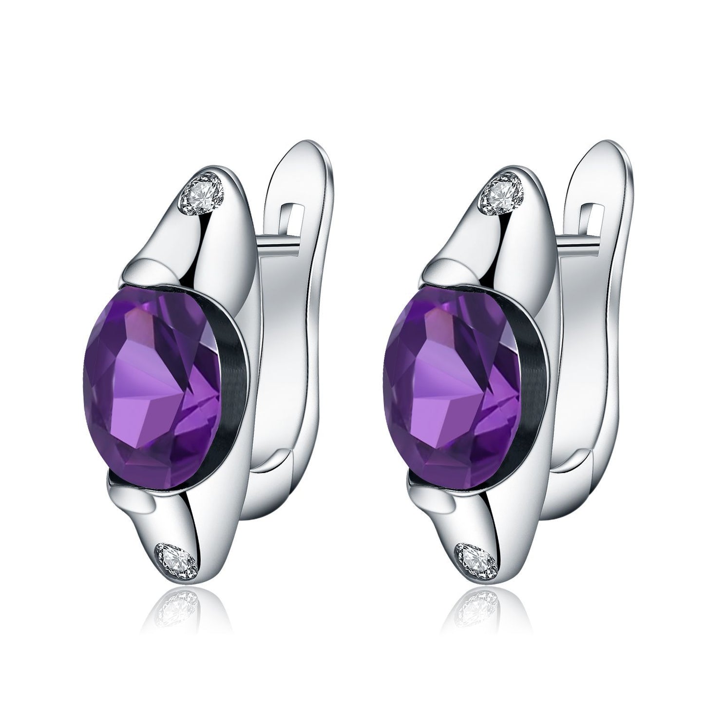 Fashion Simple Natural Stone Ear Studs Earrings Retro s925Silver Inlaid Colorful Gemstone Earrings