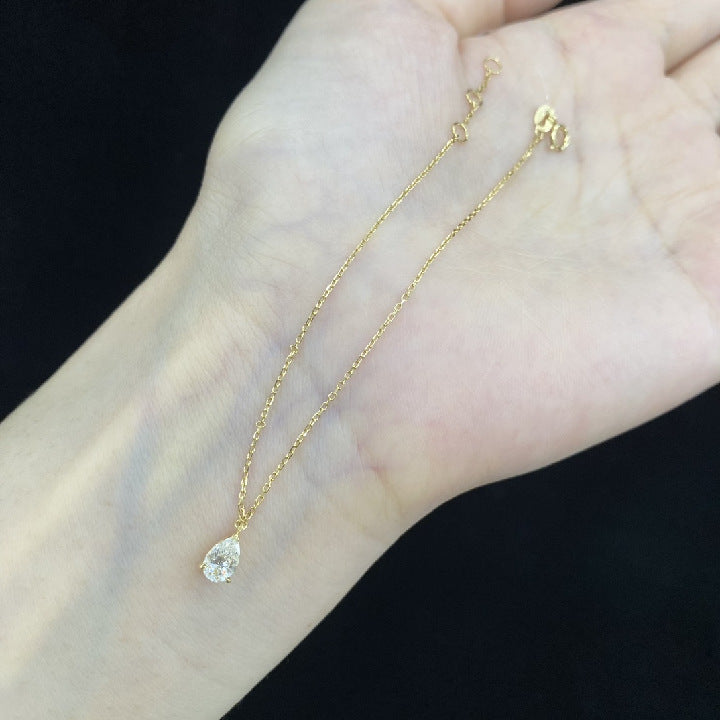 Niche Luxury Bracelet18k Gold Inlaid0.3Carat Cultivated Diamond Bracelet Water Drop Pear Shape Diamond Gold Bracelet In Stock