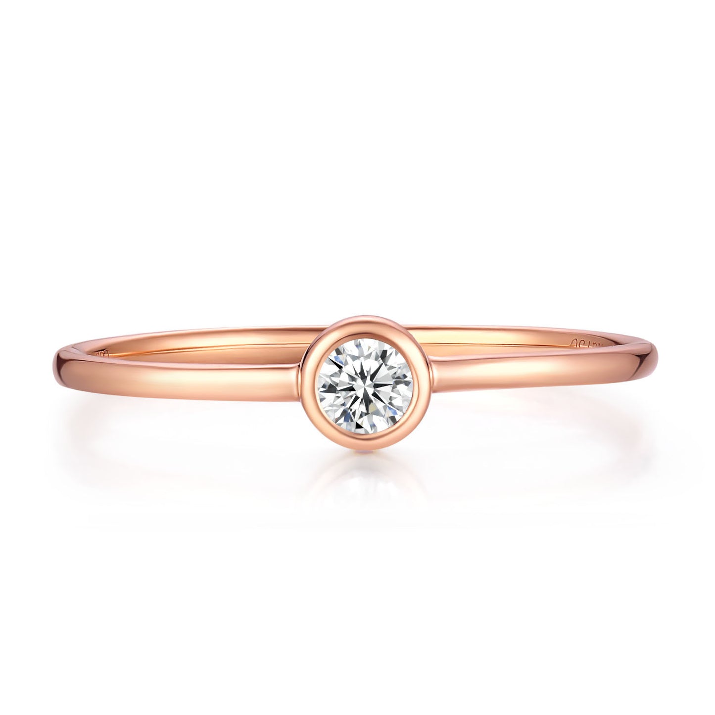 Classic and Simple18k Gold Inlaid Cultivated Diamond Ring0.1Carat Rose Gold Small k Women's Gold Ring